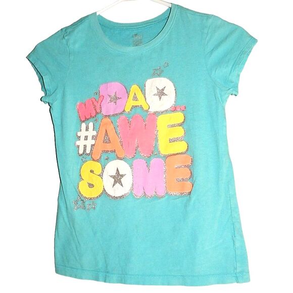CHILDREN'S PLACE girls large 10/12 awesome dad graphic t-shirt - Picture 1 of 15